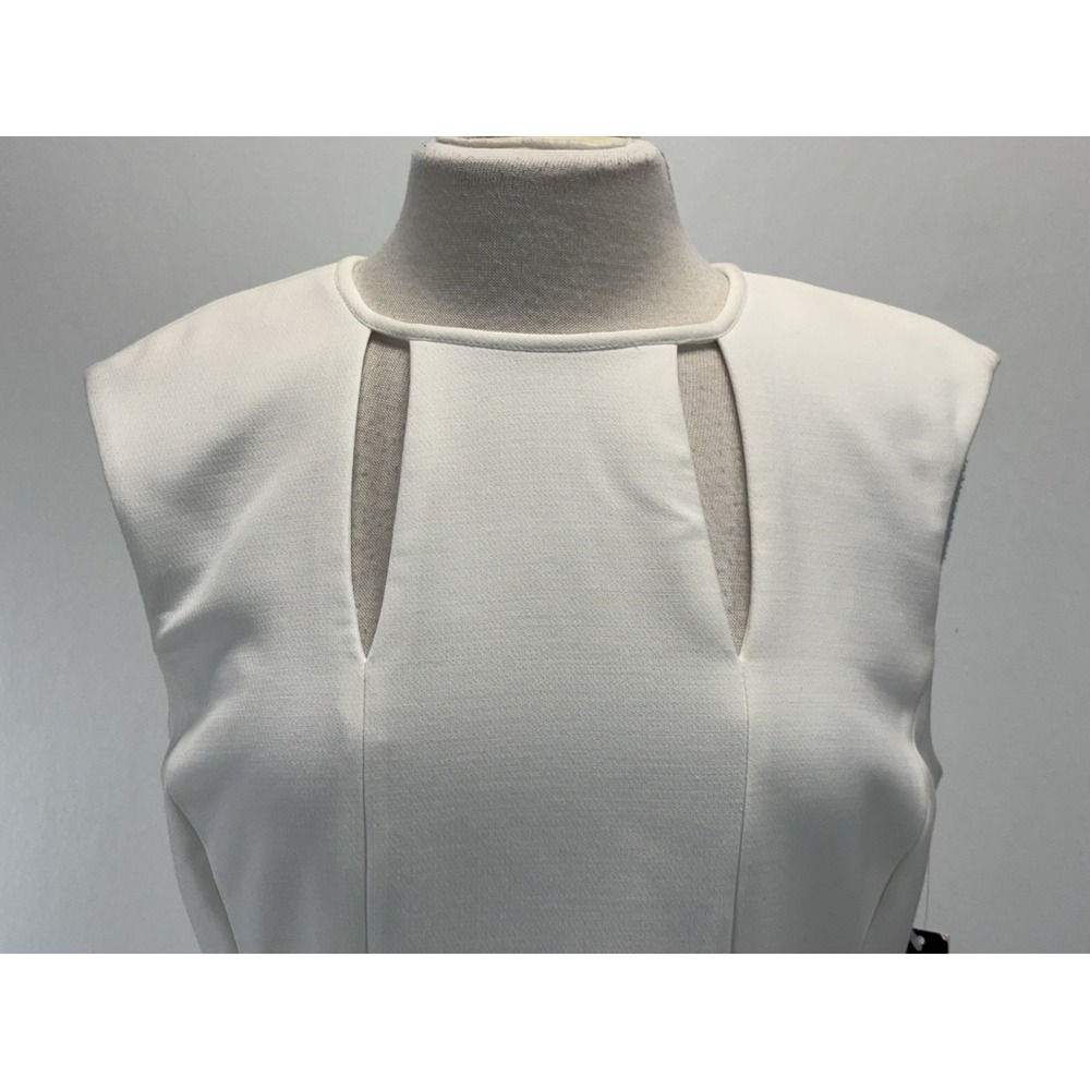 NEW! Tahari Sheath Dress Sz 8 Winter White Cutouts Career Stretch Pencil - Picture 5 of 8